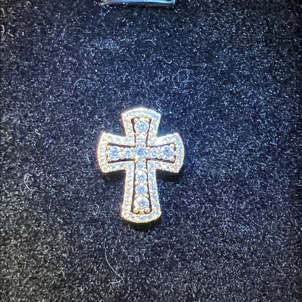 18K Diamond, Yellow gold, Solid gold Cross, about 17.8 x 13.7mm 14k GOLD CHAIN - Picture 7 of 17